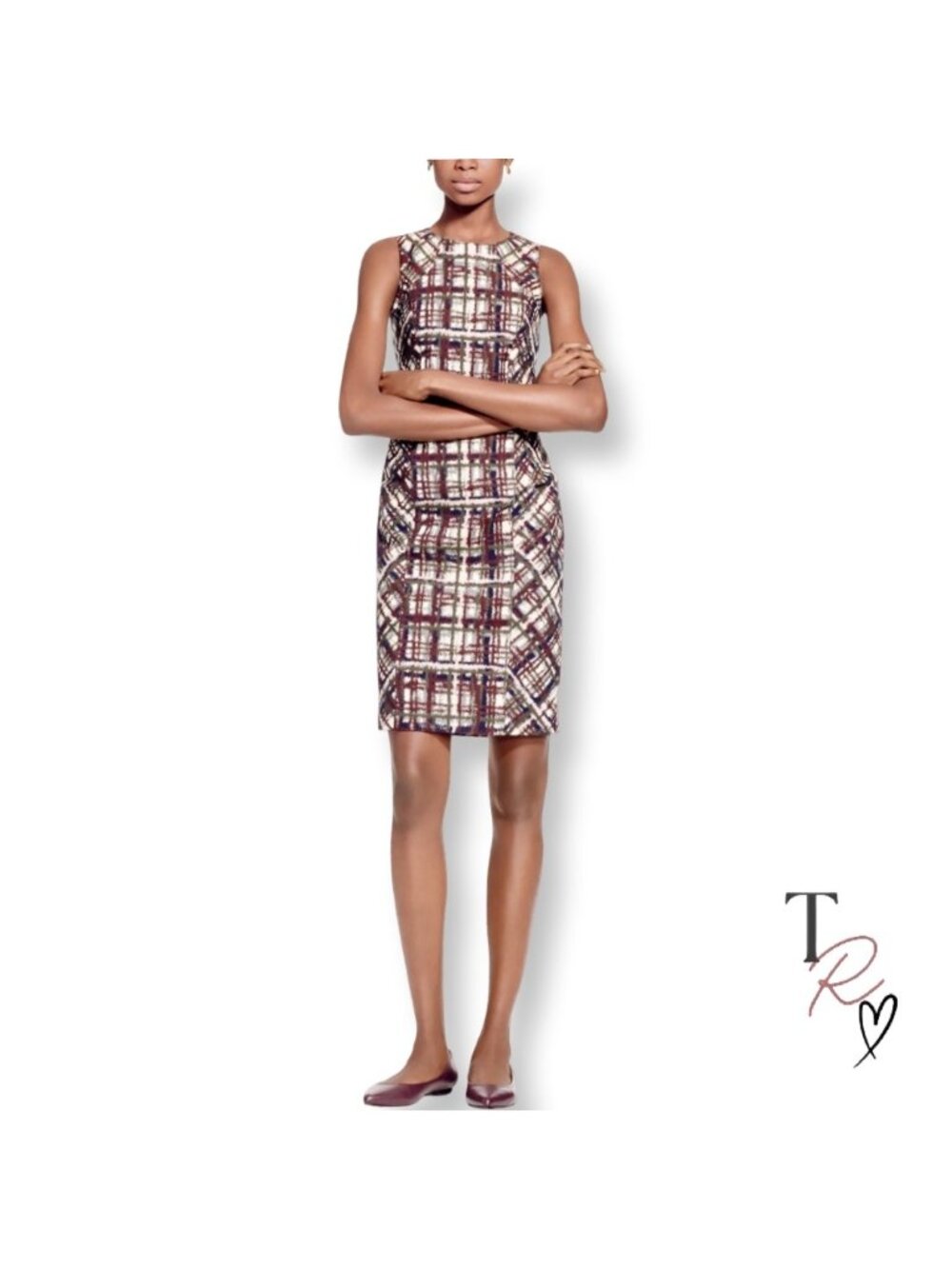 Brooks Brothers Abstract Plaid Jacquard Sheath Career Cocktail Dress  Size 4 P
